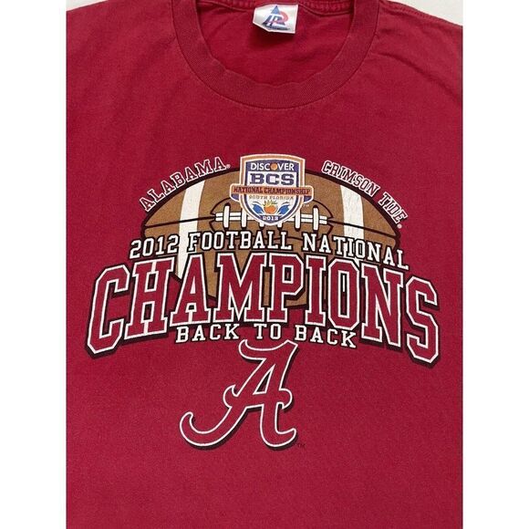 Alabama Crimson Tide 2012 Football Champions T-shirt Men Large Red Short Sleeve - Picture 2 of 5